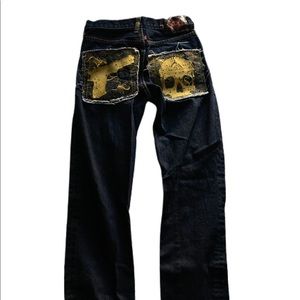 Red monkey jeans